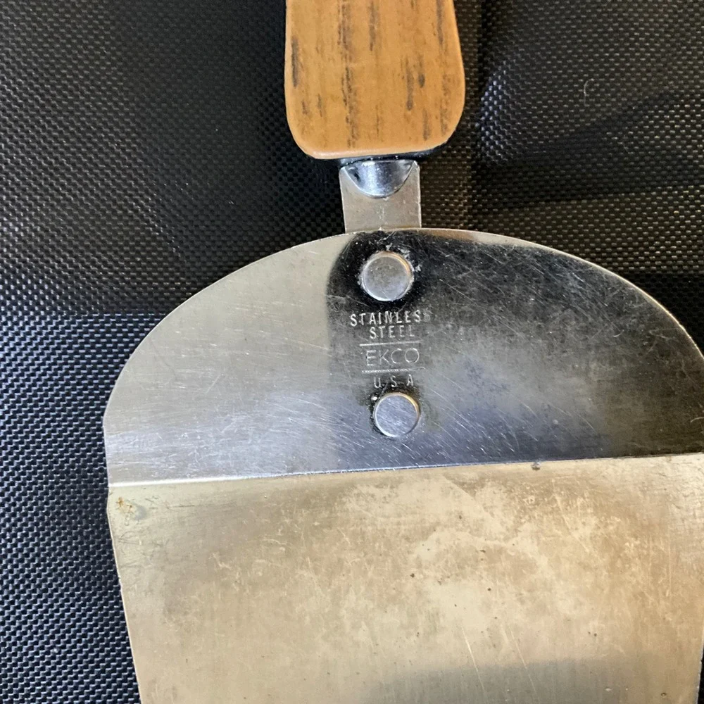 Vintage‎ EKCO USA Stainless Steel Pie Server with Wood Handle